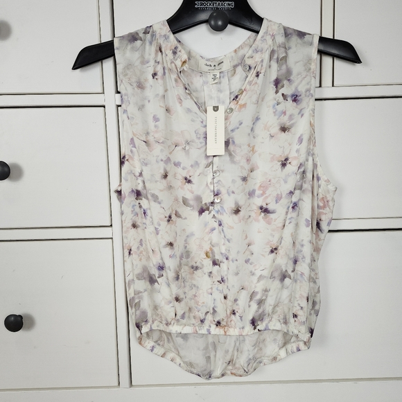 Anthropologie cloth & stone rayon Pastel watercolor floral sleeveless blouse S - Picture 3 of 16